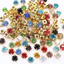 3mm-8mm Gold Claw Rhinestones Trim Shiny Crystals Glass Stones Beads Strass Garment Crafts Gems Sewing Rhinestones For Clothes