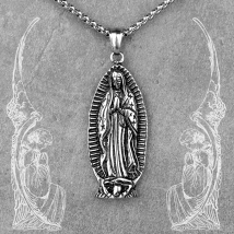 Virgin Mary Prayer Long Men Necklaces Pendants Chain Punk for Boyfriend Male Stainless Steel Jewelry Creativity Gift Wholesale
