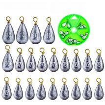 22Pcs Lead Fishing Sinker 3.5g/5g/7g/10g/14g Weight Sinker Boxed Bell Drop With Brass Swivels Fishing Gear Lead Sinker