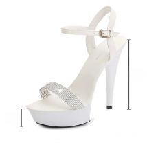 Black Red Silvery Rhinestone Women's High Heels Sandals Sexy Summer Platform Pumps Women Colorful Patent Leather Fine Heel Shoes