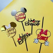 ins bow Acrylic Happy Birthday Cake Topper black Boy girl Birthday Party Cake toppers For Baby Shower Cake Baking supplies gift