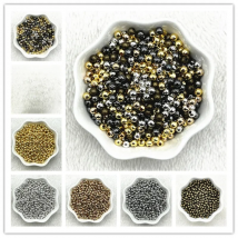 3/4/5/6/8mm Plating Gold/Silver/Bronze Metal Beads Smooth Ball Spacer Beads for Jewelry Making Findings Diy Handmade Accessories