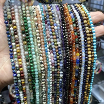 2 3 4mm Natural Faceted Quartz Jasper Sodalite Tiny Gemstone Loose Beads for Jewelry Making DIY Bracelet Necklace Accessory