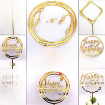 10 Pcs 36 Styles Happy Birthday Cake Topper Pink Gold Acrylic Cake Toppers Baby Shower Cake Birthday Party Cake Flag Decorations