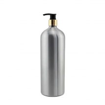 1pc 1000ML Empty Aluminum Bottles With Gold Lotion Cream Pump 1L Metal Oil Cosmetics Container Silver Liquid Soap Dispenser