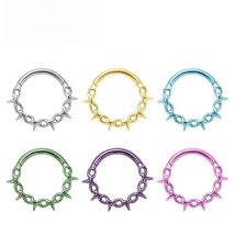 G23 Titanium Punk Chain Spike Nose Ring Hinged Clicker Septem Piercing Gothic Rock Crazy Party Segment Hoop Ring Daith Earring