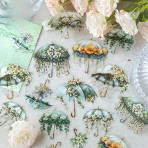 JIANWU Flower Umbrella Concerto Series Vintage Landscape Material Collage PET Sticker Creative DIY Journal Scrapbook Stationery