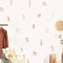 Boho Leaves Botanical Hand Drawn Wall Decals Mural Removable DIY Vinyl Wall Stickers Nursery Kids Room Playroom Home Decoration