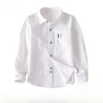 GFMY 2026 Spring 100% Oxford Textile Cotton Full Sleeve Solid Color Blue Boys White Shirt 3T-14T Kid Casual  School Clothes 9005
