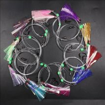 5Bags Luminous Sabiki Rigs With 2 Hooks Flash Fish Skin Bait Saltwater Fishing Snapper Rigs With Barrel Swivel Herring Size 5/0