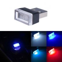 1x Car LED USB Interior Atmosphere Light Acrylic Color Contrast Car USB Atmosphere Night Light Decorative Light White Ice Blue