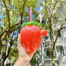 500ml Strawberry Straw Mug Cute Girl Milk Tea Cup With Strawberriy Pendant Portable Plastic Tumbler Water Bottle With Strawberry