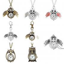 Tiny Cute Owl Shaped Pendant Necklace Pocket Watch for Kid Men Women Retro Quartz Pocket Clock Gifts Arabic Numerals Dial
