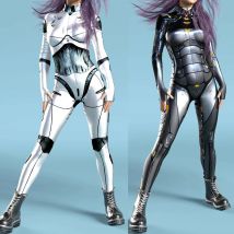 Women's Gothic Y2k Sexy Cool Dark Skull Suit Mechanical Armor Bodysuit Role Play Suit Robot Costume Party Performance Tights