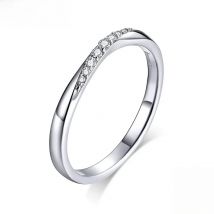 bamoer Sterling Silver 925 Dazzling Cubic Zirconia Finger Rings for Women Wedding Statement Jewelry Chic Stylish Bague BSR095