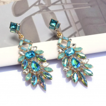 Colorful Crystal Rhinestone Long Big Dangle Drop Elegant Statement Earrings Women Boho Ethnic Statement Vintage Earrings Jewelry