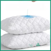 2pcs Quilted Pillow Covers Waterproof Pillow Protector Zippered Bedbug Proof & Washable Pillowcases