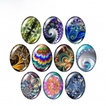 Colorful patterns screw thread Bubble 10pcs mixed 13x18mm/18x25mm/30x40mm Oval photo glass cabochon flat back Making findings