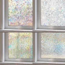 Window Privacy Film Static Window Clings Vinyl 3D Window Decals Window Stickers Rainbow Window Film for Control Anti UV