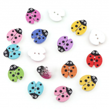 50PC 16x18mm Mixed Color 2 Holes Decorative Buttons Lovely Ladybug Cartoon Animals Wood Buttons Sewing Scrapbooking