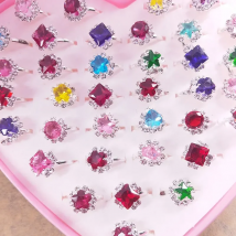 36pc Shiny Adjustable Children's Cartoon Rings Candy Crystal Star Flower Shape Ring Mix Finger Jewellery Rings Kid Girls