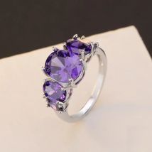 925 Sterling Silver Amethyst Finger Ring For Women Fashion Wedding Jewelry Gifts