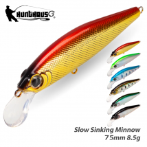 Hunthouse Minnow Rigge Flacher Angelköder 75 mm 8,5 g Langsam sinkender Wobbler Künstlicher harter Köder für Bass-Angelgerät lw441