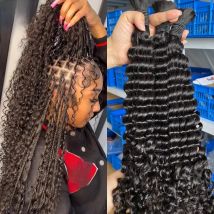 Natural Human Braiding Hair 26 28 Inch Deep Water Wave Bulk Human Hair for Boho Braids No Weft 16A Virgin Curly Hair Extensions