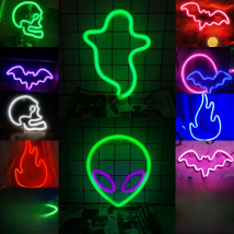 Halloween Bat Spirit LED Neon Wall Decor for Party Gift - Terrifying Atmosphere - USB or Battery Powered