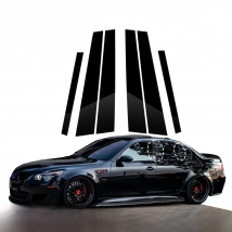 6PCS Window Trim Cover BC Column Sticker For BMW 5 Series E60 E61 Sedan 04-10 Polished Pillar Posts Gloss Black Styling Strip