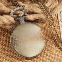 Vintage Watch Steampunk Retro Bronze Quartz Pocket Watches Necklace Pendant Gift for Men Women Chain Clock Reloj De Bolsillo