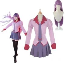 Anime Senjougahara Cosplay Hitagi Costumes Wig Uniform Suits for Womens Role Play Halloween Comic-Con Carnival Party Outfits