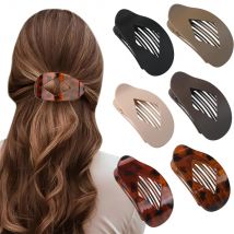 4/6 Stück/Set elegante flache ovale Haarspangen, Acryl-Entenschnabel-Clip mit gebogenem Bogen-Design, stilvoller Hai-Clip für Hochsteckfrisuren