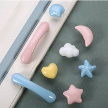 NAIERDI Cartoon Children Room Ceramic Cabinet Knobs Moon Star Wardrobe Handle Garden Door Handle Cabinet Handles for Kids
