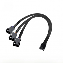 Cylarix PWM Fan Splitter Cable PC 4Pin 1 to 4 Ways Fan Power Extension Adapter Cable Black Sleeved Braided Cable 27cm/10.5 inche