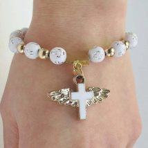 Eye-catching Catholic Bracelets Angel for Cross Rosary Beads Bracelet Pendant Jewelry Decoration Lucky Gift for Girl Wom