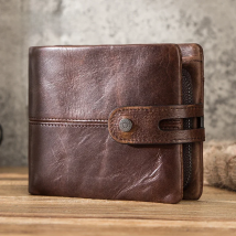 CONTACT'S Casual Men Wallets Crazy Horse Leather Short Coin Purse Hasp Design Wallet Cow Leather Clutch Wallets Male Carteiras