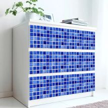10pcs/bag Blue Flat Mosaic Matte Tile Sticker Home Room Floor Decor Wall Decals Waterproof Oil-proof PVC Wall Papers