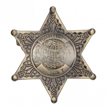 Cartoon SHERIFF DEPUTY Prizes Brooches Vintage Hexagon Star Honor Pin Badges Holloween Party Jewelry for Kids 48mm/1.9“