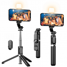 FANGTUOSI 2024 New Wireless selfie stick tripod Bluetooth Foldable Monopod With Led light remote shutter For iphone Wholesale