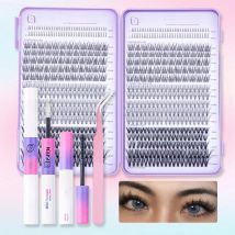 ISEEN Eyelash Extension Kit DIY Eyelash Cluster Extension Book Individual Lashes Natural Look for Use at home