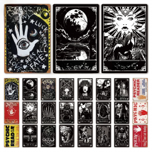 Putuo Decor Tarot Retro Tin Sign Plaque Metal Vintage Psychic Wall Art Poster for Divination Shop Iron Painting