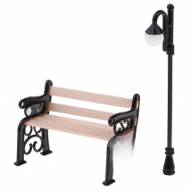 Wooden Park Bench & Street Lamp Micro Landscape fairy garden Dollhouse Furniture Miniature Decor Toy Home Decor