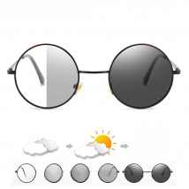 VIVIBEE Photochromic Mens Blue Light Blocking Glasses Retro UV400 Anti Glare Round Color Changing Sunglasses Computer Shades