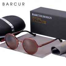 BARCUR Design spolaryzowane okrągłe okulary przeciwsłoneczne dla mężczyzn gorące czarne gogle męskie ultralekkie Retro Vintage okulary przeciwsłoneczne damskie okulary UV400