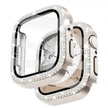 Bling Glass+Cover For Apple Watch Case 44mm 45mm 41mm 40mm 44 mm Diamond bumper+Screen Protector Apple watch series 9 8 7 5 6 SE