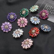 2Pcs 40MM Metal Rhinestone Sewing Flower Buttons Diy Wedding Dress Headwear Hair Jewelry Accessories Buttons