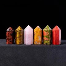 35mm Crystal Points Wands Set Natural Carved 6 Faceted Point Prism Wand Reiki Healing Crystals Chakra Stones Figurine Meditation