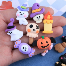 10 Pcs New Cute Halloween Pumpkin Flat Back Resin Cabochons Scrapbooking DIY Jewelry Hairpin Craft Decoration Accessorie A113