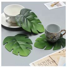 4 Pcs EVA Placemat Coaster Simulation Turtle Leaf Party Decoration Hot Tropical Green Plant Bowl Cup Pad